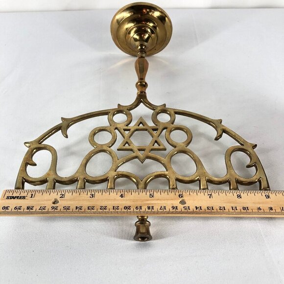 Brass Menorah 9 Point Candlestick With Candles - Picture 3 of 7